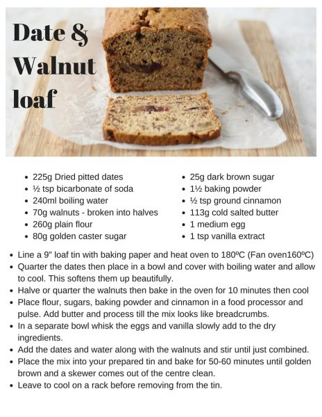 Date and walnut loaf cake recipe